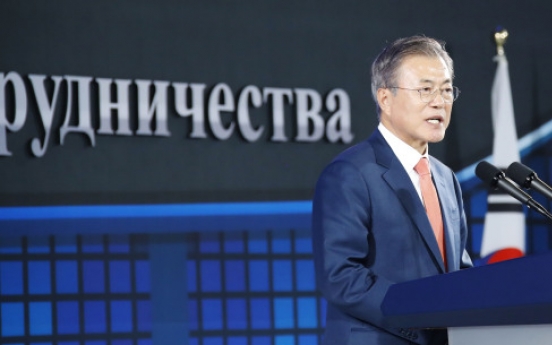 Moon renews commitment to bolster trilateral cooperation with NK, Russia through peace