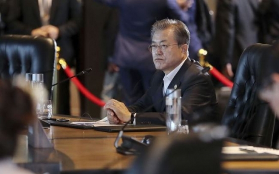 Moon's job approval rating dips to record low: poll