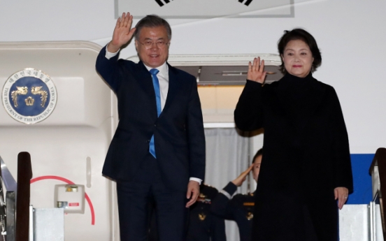 President Moon returns home after three-nation tour