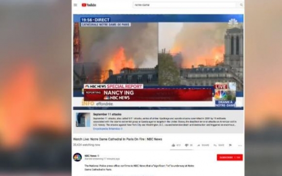 YouTube accidentally links Notre-Dame fire to 9/11 attacks