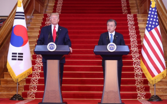 Moon emphasizes Korea-US alliance, Trump’s role in NK issues