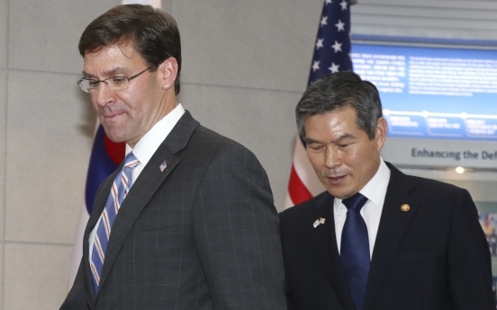 Esper raises concerns over S. Korea's decision to end intel-sharing pact with Japan: ministry