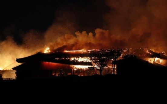 Fire burns down structures at historic Japanese castle