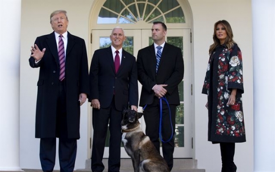 Trump presents Conan the dog, 'incredible' hero of Baghdadi raid