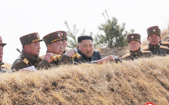 NK party officials congratulate artillery unit in rare visit