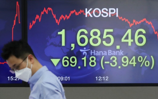 Korean stocks dip 4% on extended foreign selling, won sharply drops