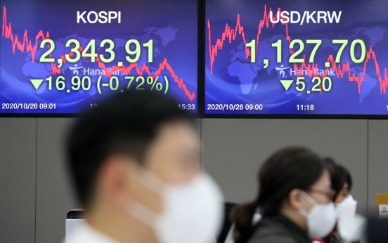 Seoul stocks sink on renewed virus concern, Korean won at 19-month high