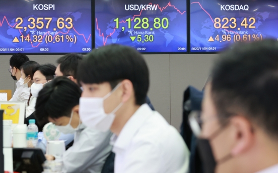 Seoul shares close higher amid US election vote count