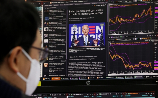 Seoul stocks open higher on Biden effect