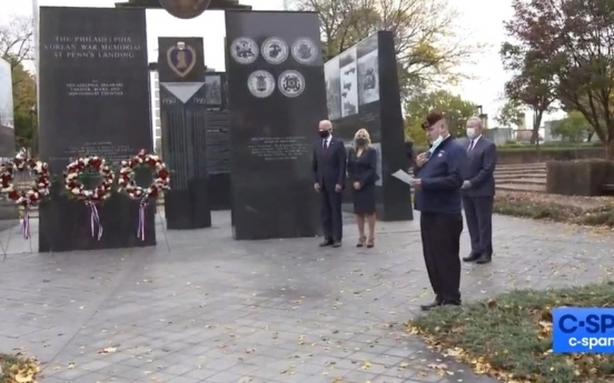 Biden visits Korean War memorial in Philadelphia on US Veterans Day