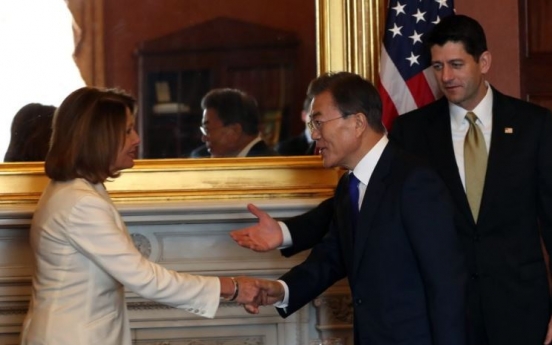 Moon congratulates US congressional leaders, asks for alliance