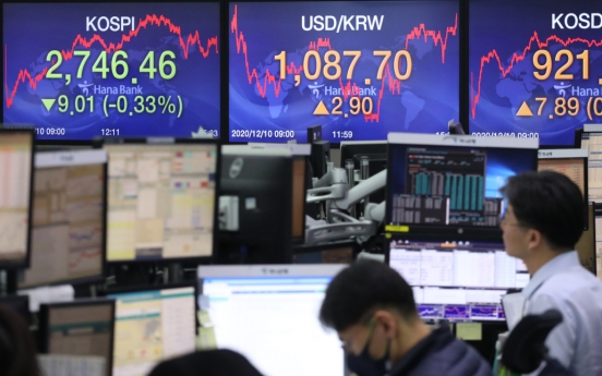 Seoul stocks close lower on foreign selling spree amid volatility