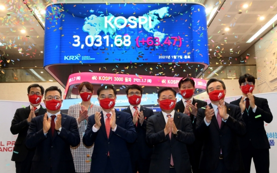 Kospi closes at fresh record high above 3,000