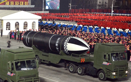 N. Korea displays new submarine-launched ballistic missile during parade