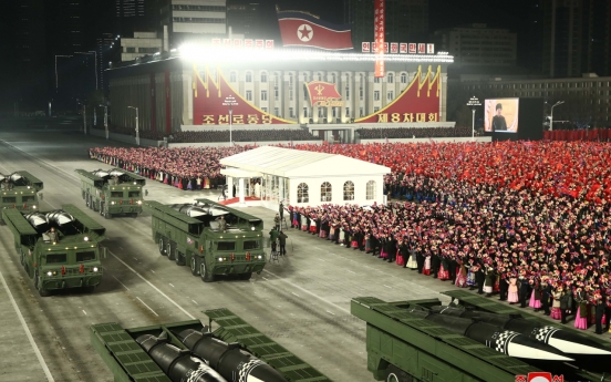 N. Korea holds military parade, showcases new SLBM