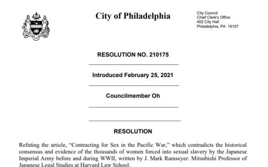 Philadelphia council resolution condemns Harvard professor for defending Japan's wartime sexual slavery