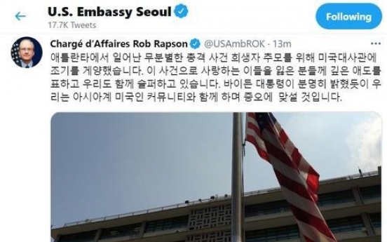 US Embassy flies flag at half-staff to honor victims of Atlanta shootings