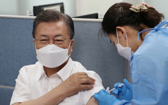 Moon gets AstraZeneca vaccine shot to join G-7 summit in Britain