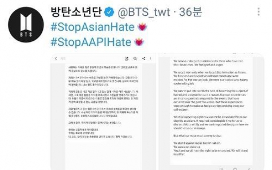 'We feel grief and anger,' BTS speaks out against anti-Asian racism