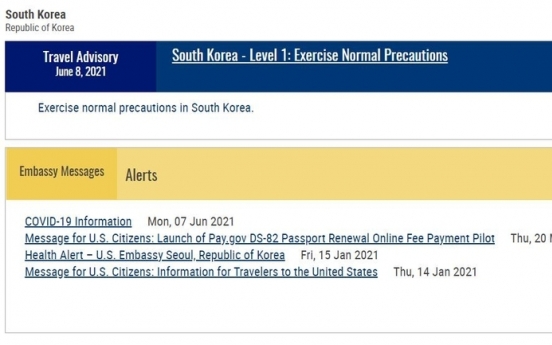 [Newsmaker] US lowers travel advisory for S. Korea to lowest Level 1