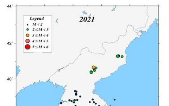 70 earthquakes detected on Korean Peninsula in 2021: data