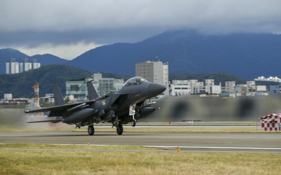 S. Korean F-15K fighter fires 2 JADAM precision bombs in response to NK missile launch