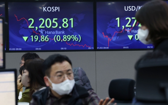 Seoul stocks open sharply lower on recession woes