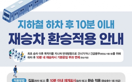 Seoul waives extra subway fare for people who reboard within 10 mins
