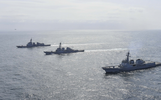 S. Korea, US, Japan stage trilateral maritime interdiction drills for 1st time in 7 years