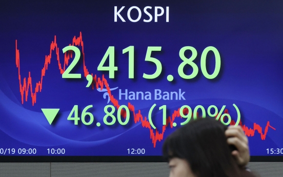 Seoul shares end nearly 2% lower amid Middle East woes