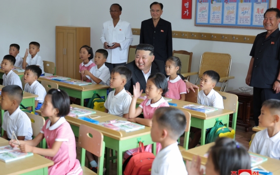 N. Korea's Kim attends demonstration class for children from flood-hit region