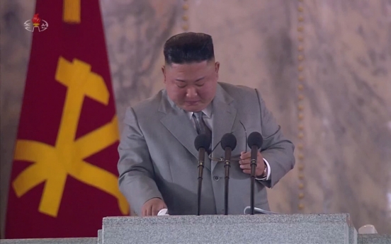 [News Focus] NK’s Kim makes rare emotional speech at military parade