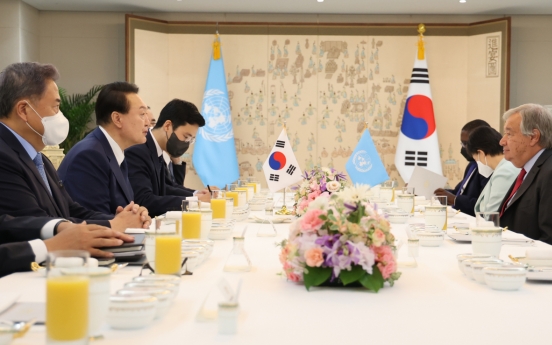 President Yoon, UN chief discuss N. Korea, voice concern over growing nuclear threat