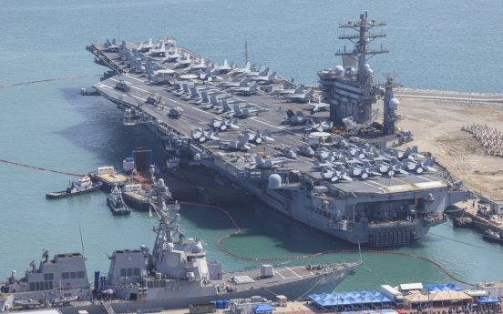 [From the Scene] Onboard USS Nimitz, allies vow ironclad defense