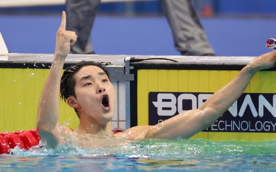 Swimmer Kim Woo-min captures 3rd gold in Hangzhou