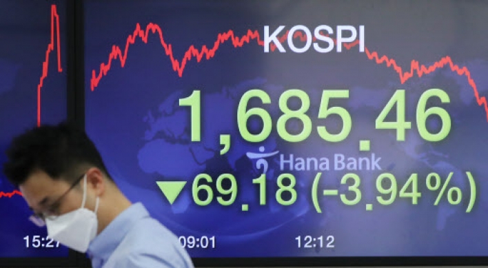 Korean stocks dip 4% on extended foreign selling, won sharply drops