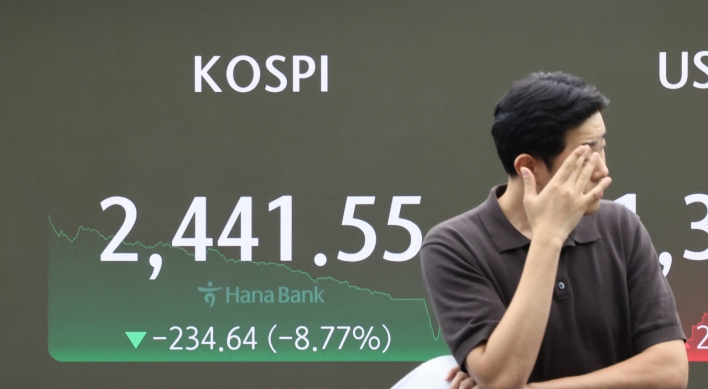 US recession fears send Kospi plunging by record high of nearly 9%