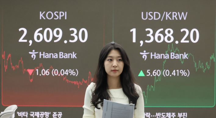 Seoul shares close tad lower on foreign selling