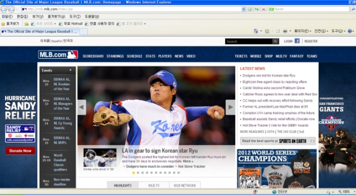Dodgers bid $25.7 million for South Korean lefty