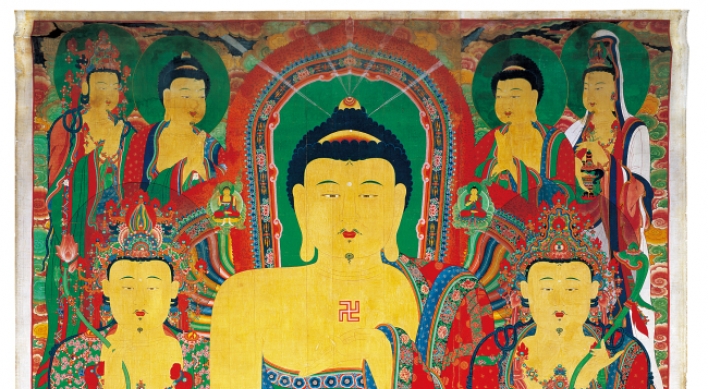 Massive Buddha painting on display