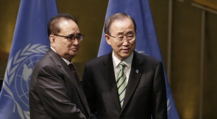N.K. FM has hand-shaking encounter with U.N. chief