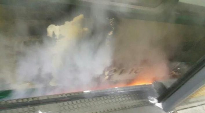 Seoul subway train catches fire