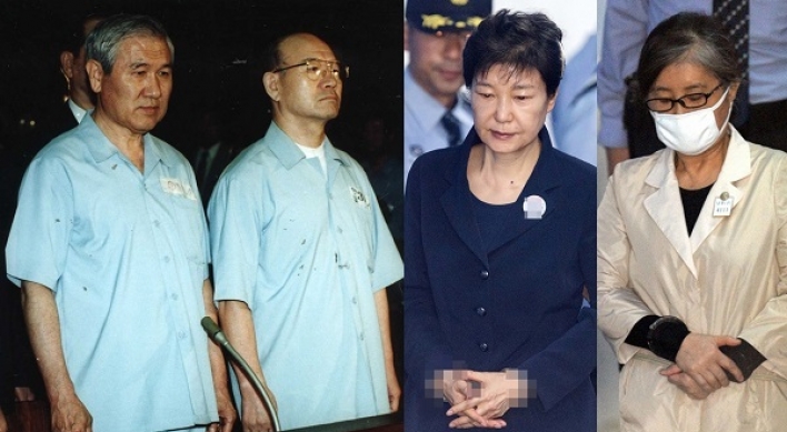 Park stands trial in same courtroom as coup leaders Chun, Roh