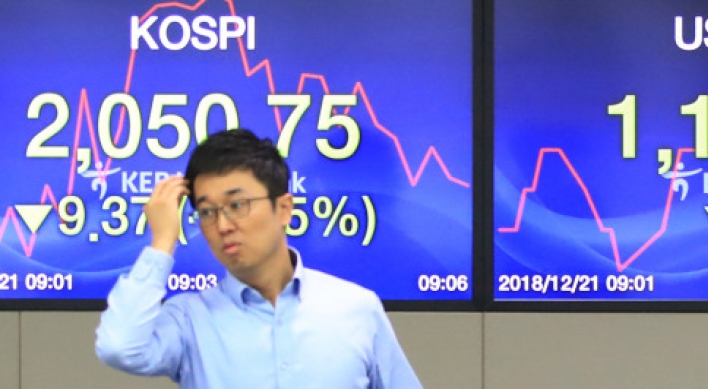 Seoul shares down for 2nd day on global growth woes