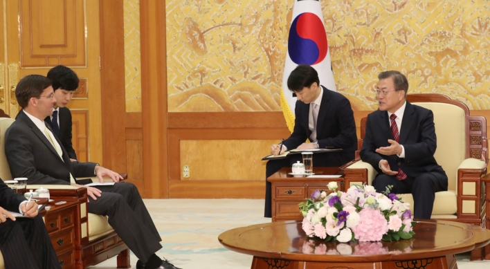 Esper says US will seek Japan's efforts to resolve GSOMIA issue: Cheong Wa Dae