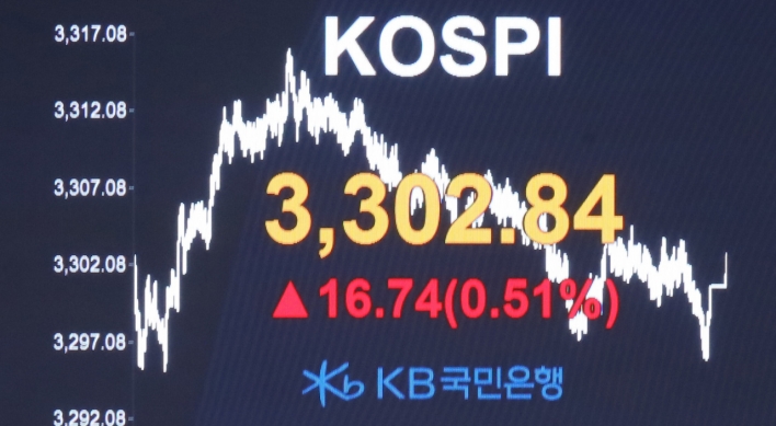 Kospi hits 3,300 points on US infrastructure plan