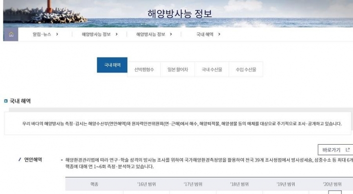 S. Korea to offer sea radiation level via website