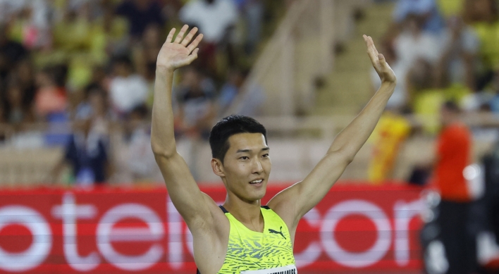 High jumper Woo Sang-hyeok finishes 2nd in Diamond League, inches toward season ender