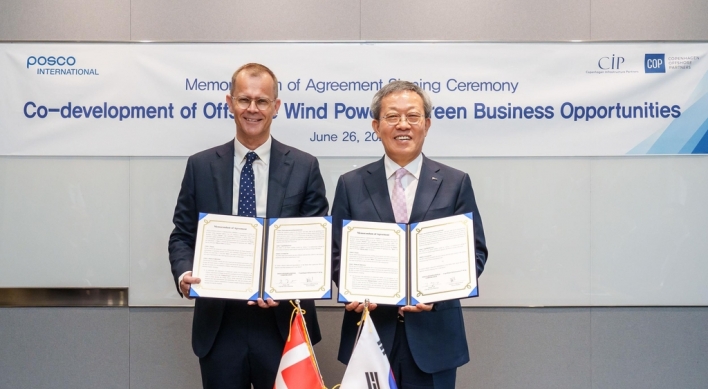 Posco International inks partnership with Danish firm on offshore wind power development