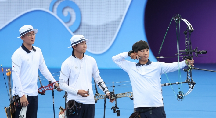 S. Korea grabs silver in men's compound archery team event
